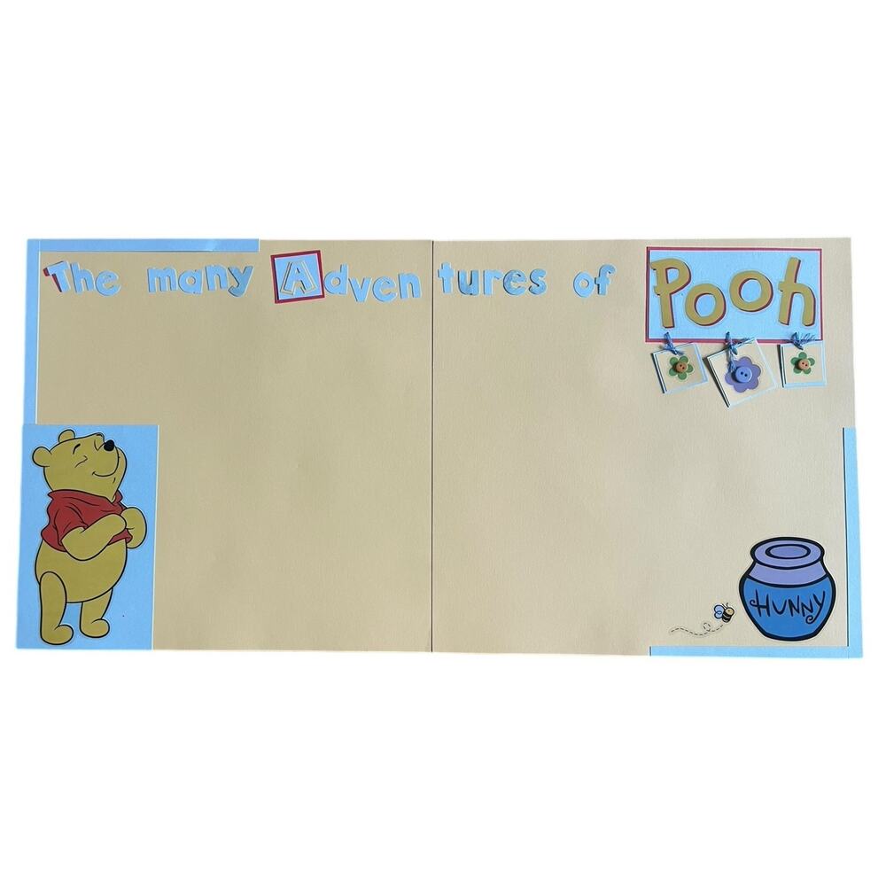 Disney Pooh Bear Scrapbook Page Premade Layout 12x12 Two Pages Handmade Memories